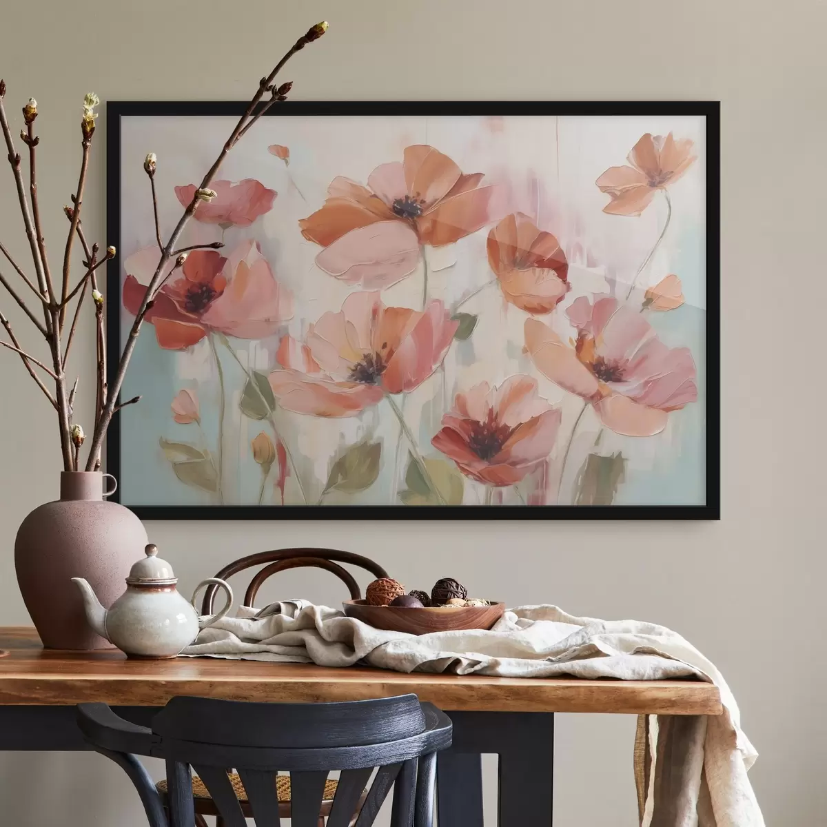 Affiche Peinture abstraite imitant les coquelicots f42956