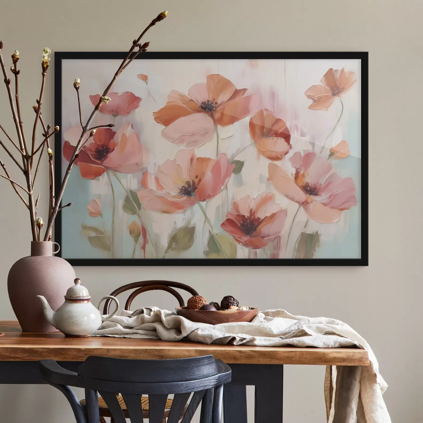 Papier peint photo Peinture abstraite imitant les coquelicots f42956