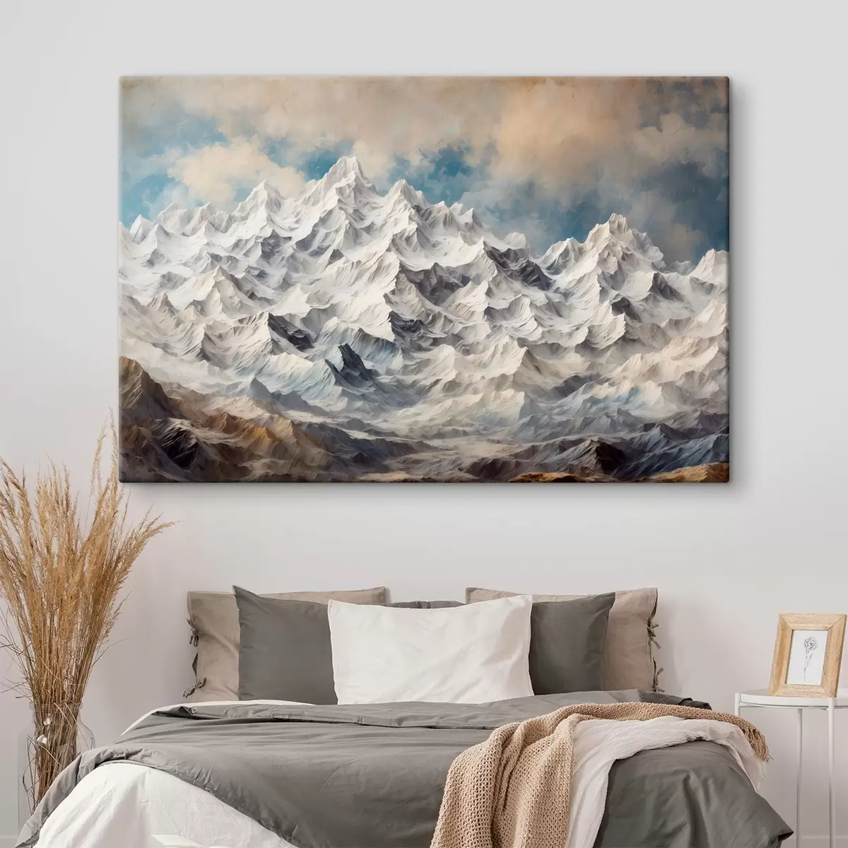  Schilderijen Besneeuwde bergen in acrylschilderstijl s42775