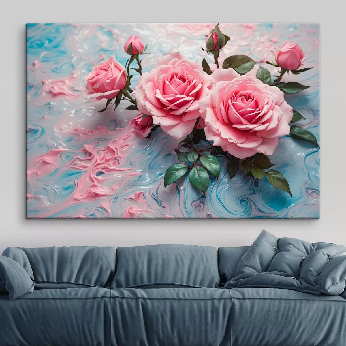  Peintures Roses sur fond flou abstrait s42919