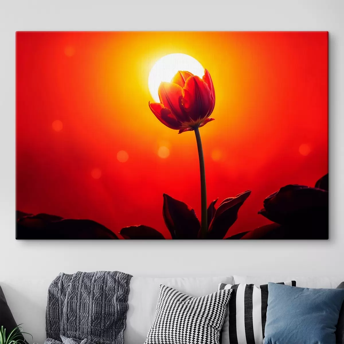  Peintures Tulipe sur fond de coucher de soleil s42922
