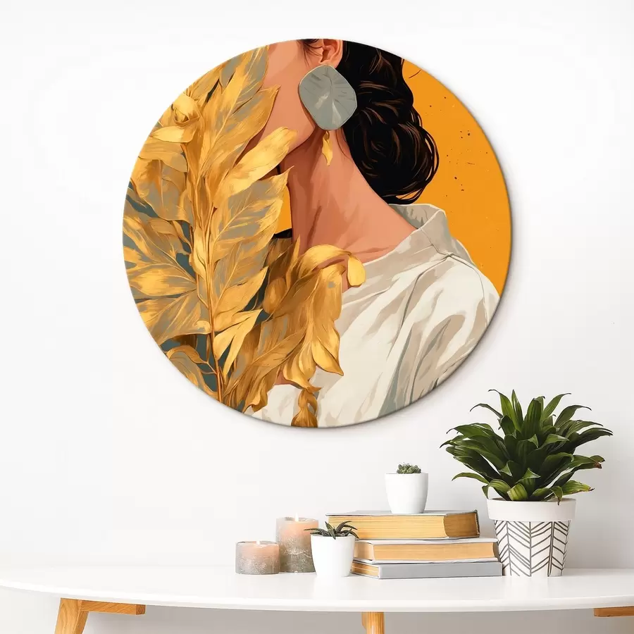  Schilderijen Meisje met tropisch blad r42765