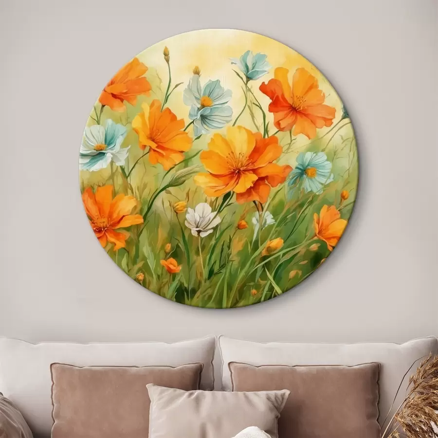  Schilderijen Bloemen- en plantenveld in aquarelschilderstijl r42916