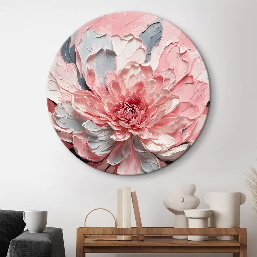  Schilderijen Roze bloem in olieverfschilderij stijl r42917
