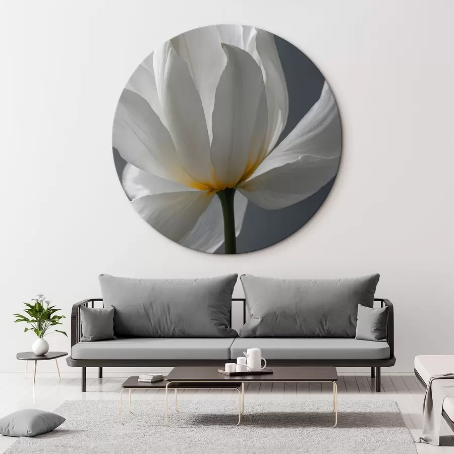 Fotobehang Witte bloem op grijze achtergrond r42779