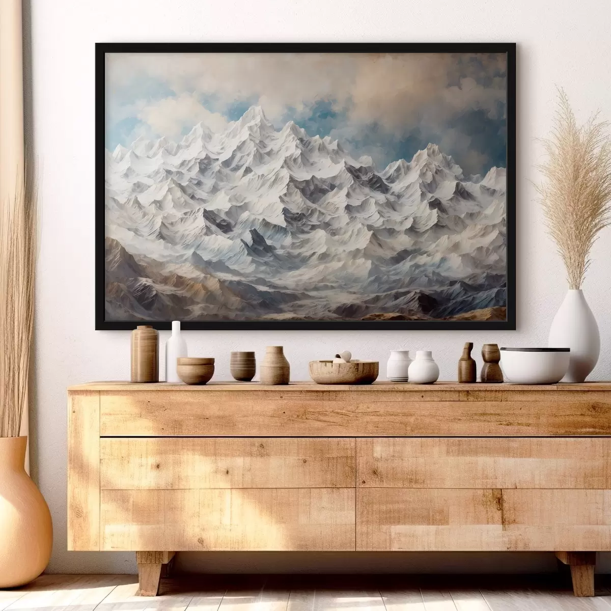 Affiche fnowy mountainf in acfylic painting ftyle f42775