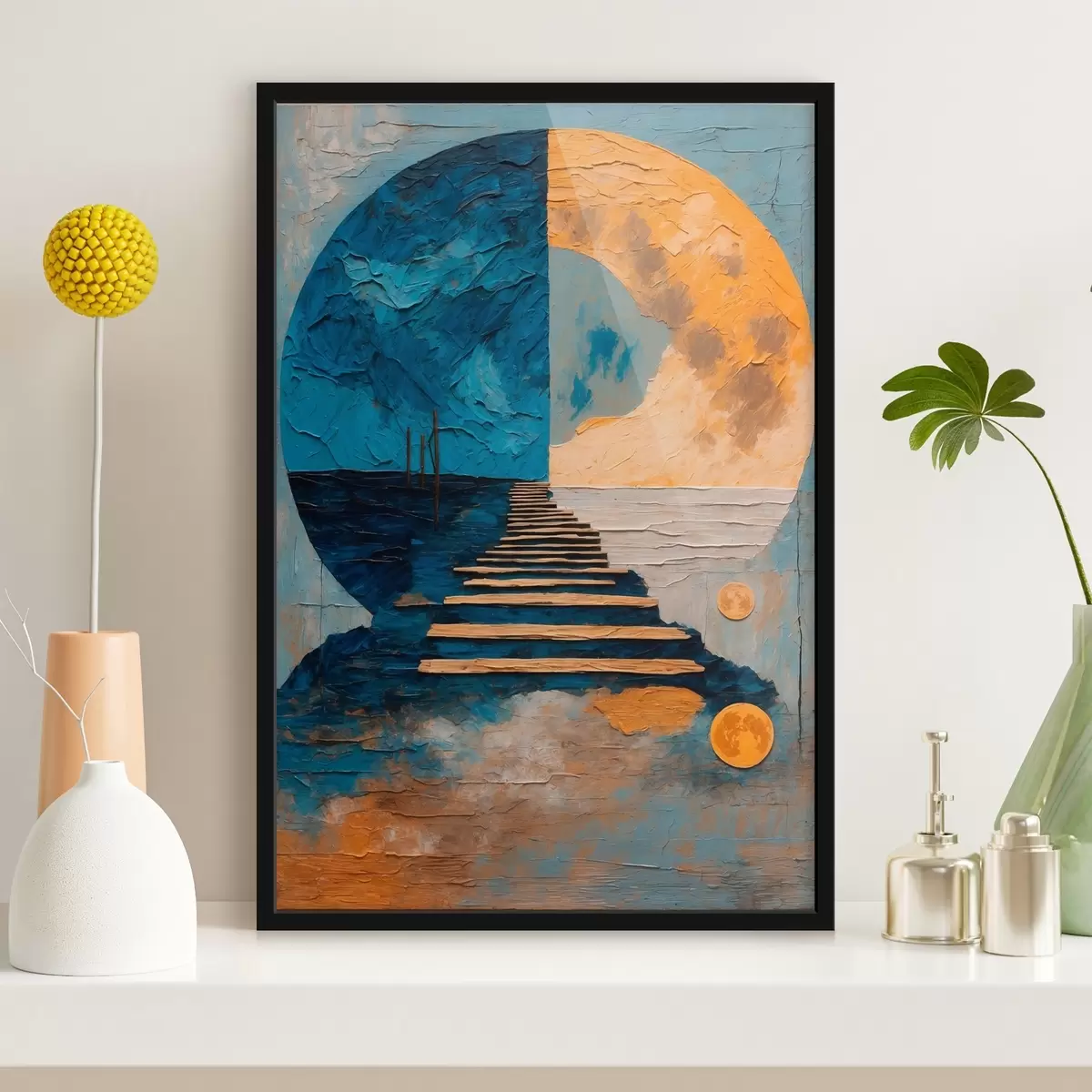 Poster Pad naar twee fafef van de maan in olieverfschilderij ftyle f42776