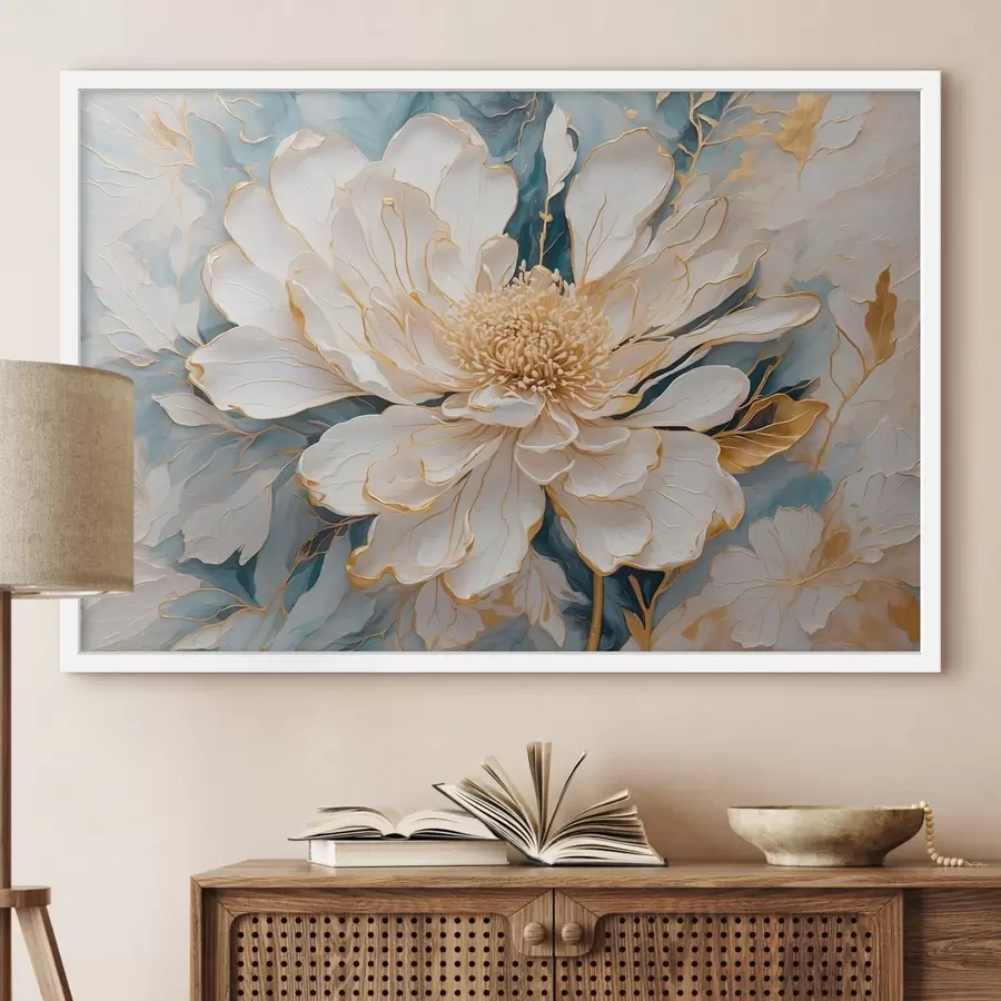 Fotobehang Bloem op blauw f42923