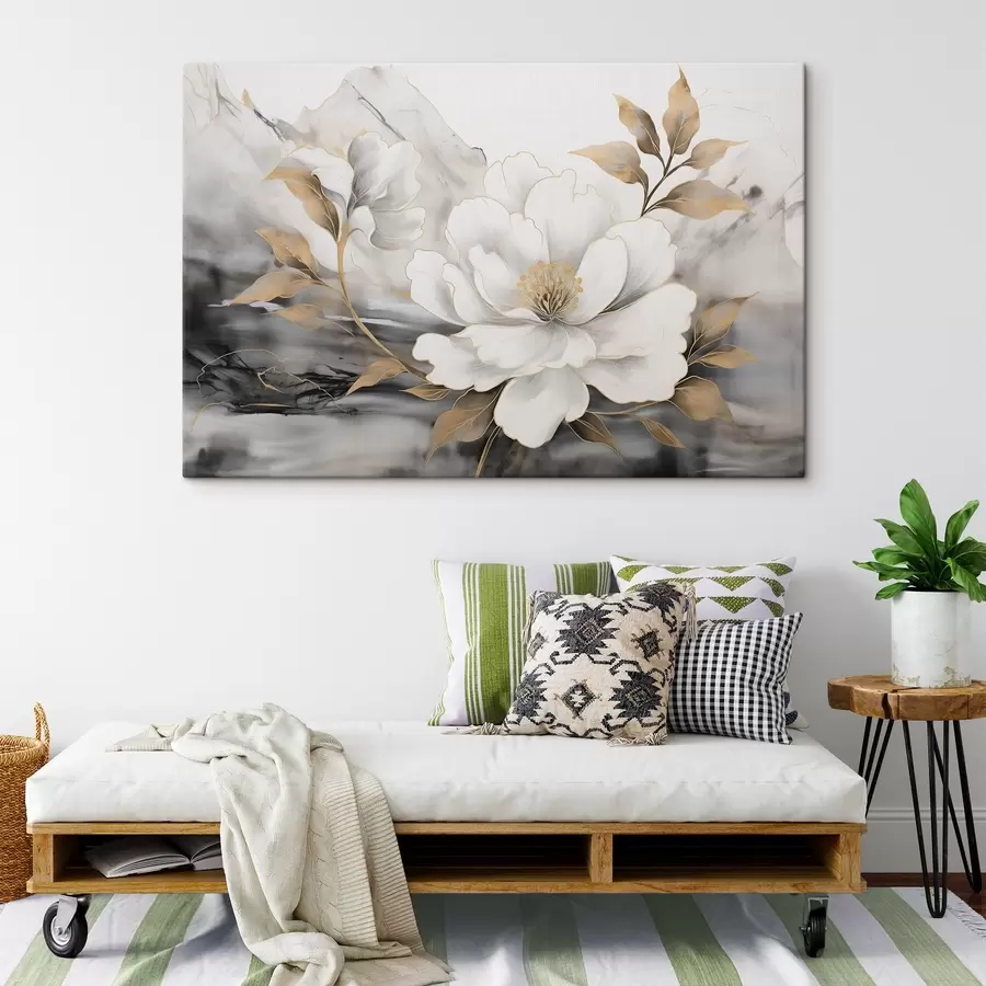  Schilderijen Grote abstracte bloem op aquarelachtergrond s42966