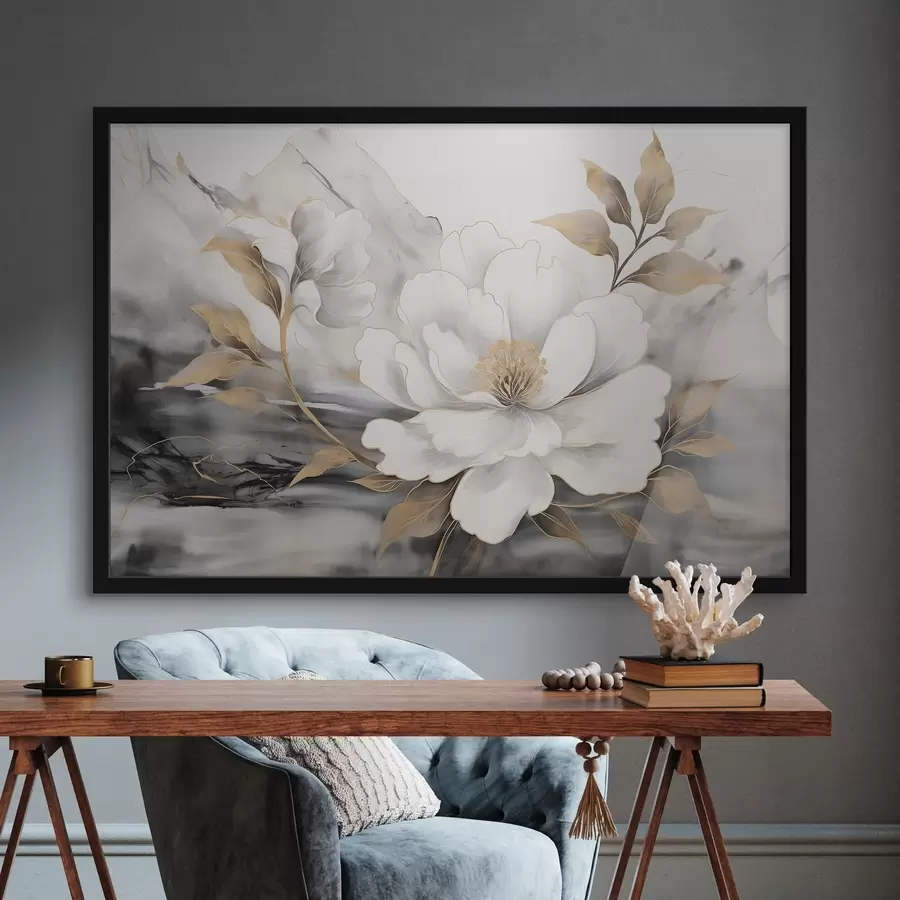 Fotobehang Grote abstracte bloem op aquarelachtergrond f42966