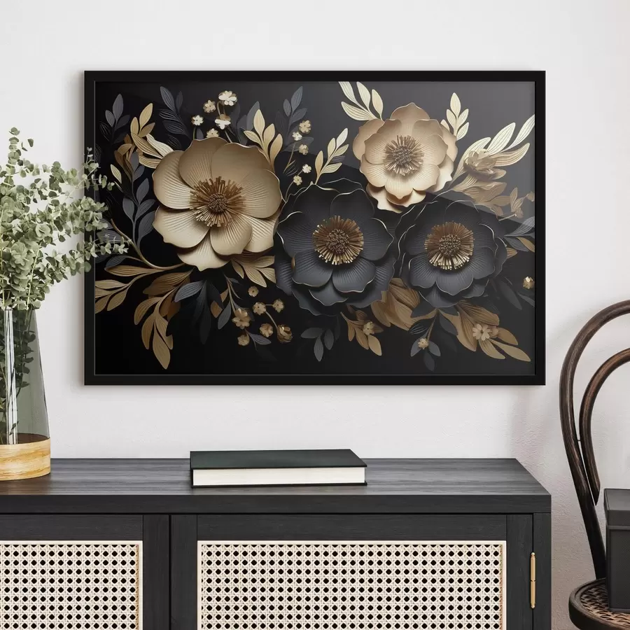 Fotobehang Prachtige bloemen op een donkere achtergrond f42968