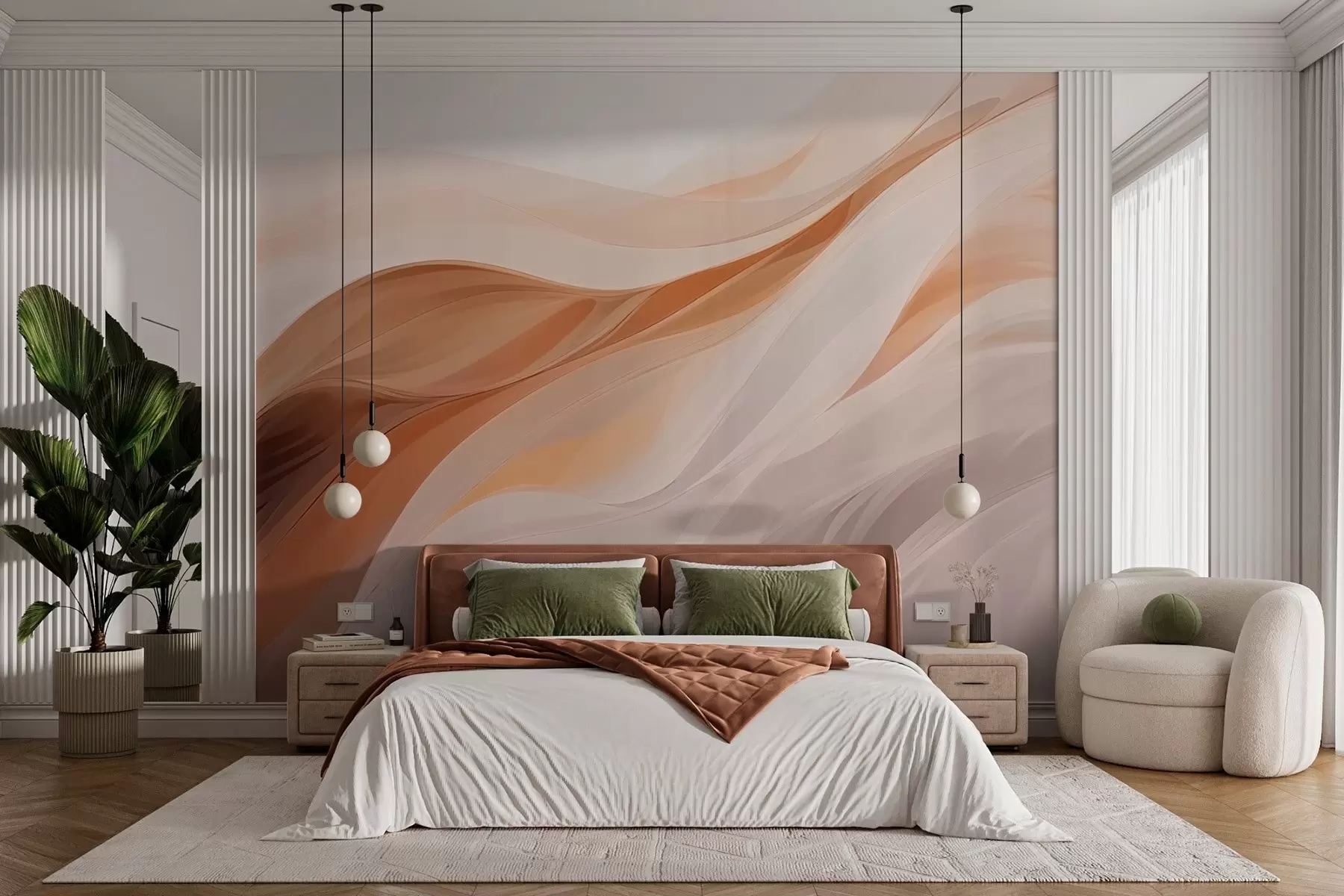 Fotobehang Abstracte illustratie van golvende vormen w03141