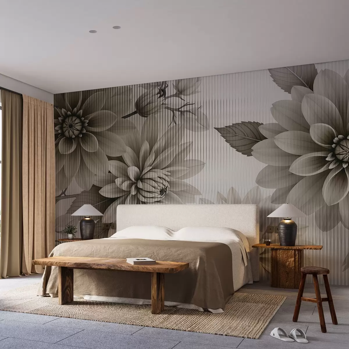 Papier peint photo Grandes fleurs derrière le verre w03197v1