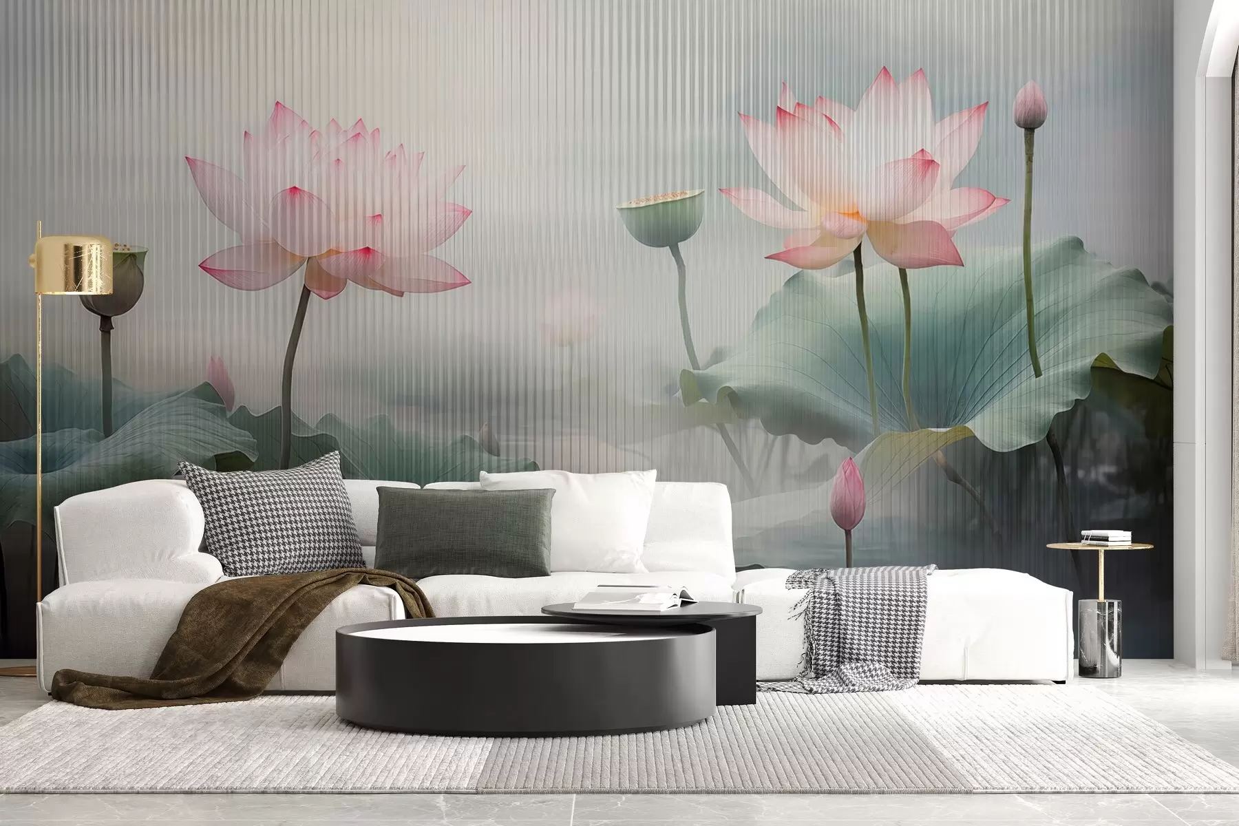 Papier peint photo Vue de lotus derrière une vitre w03200