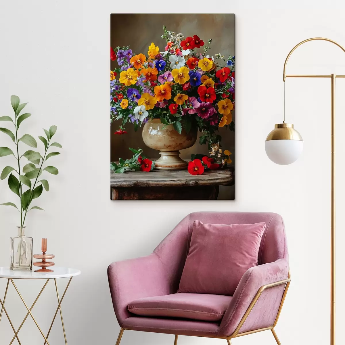  Schilderijen Helder weelderig boeket in een vaas s42976