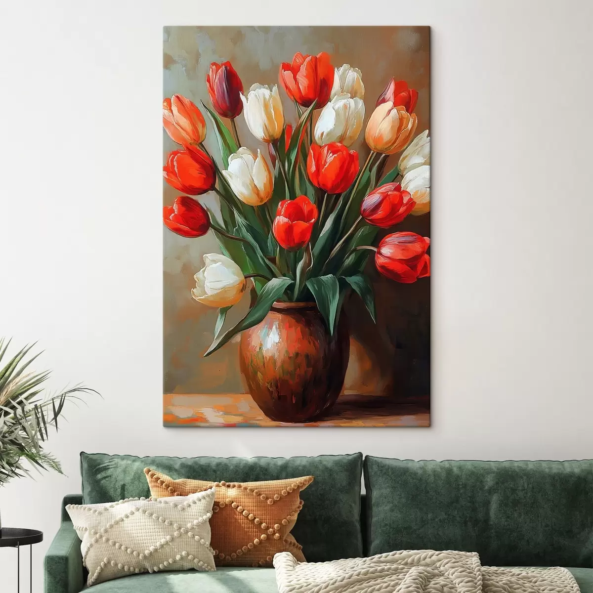  Peintures Bouquet de tulipes rouges et blanches s42981