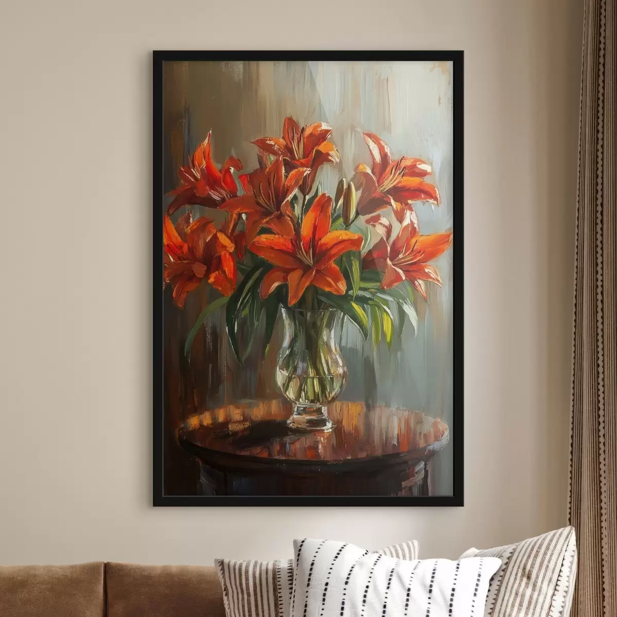 Poster Rode lelies in de stijl van olieverf f42977