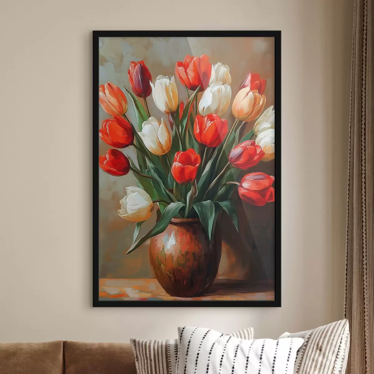 Affiche Bouquet de tulipes rouges et blanches f42981