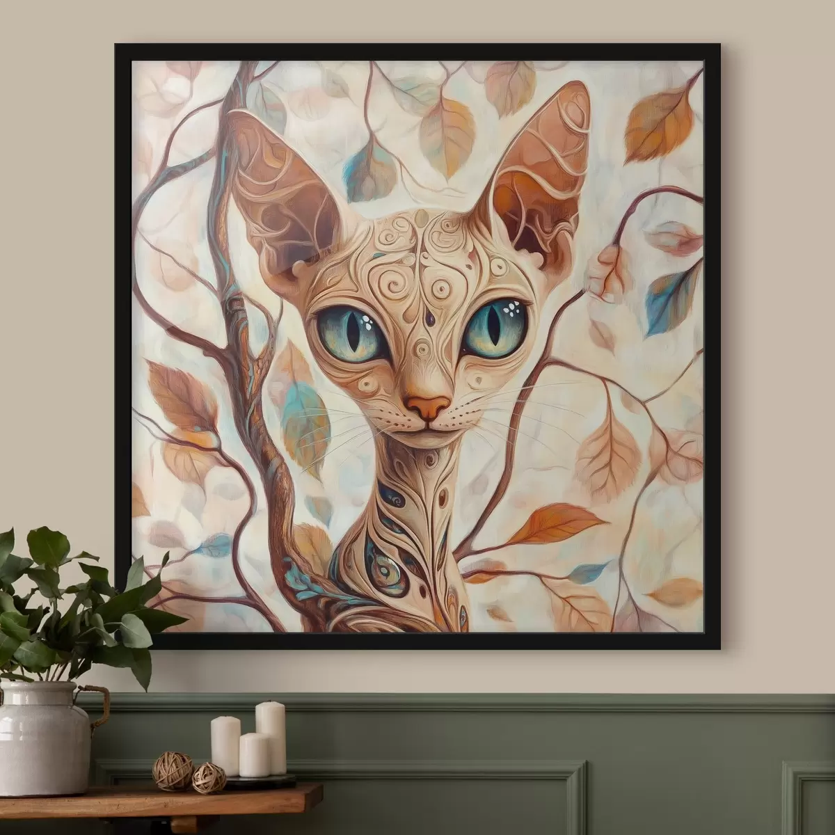 Poster Poes en boomtakken f42988