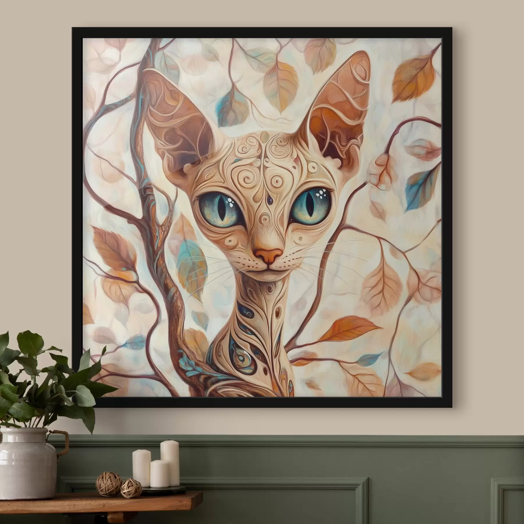  Peintures Chaton et branches d'arbre f42988