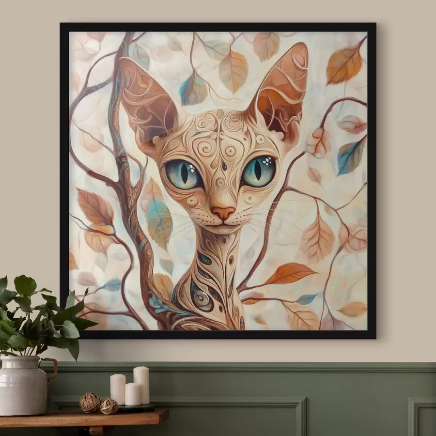 Fotobehang Poes en boomtakken f42988