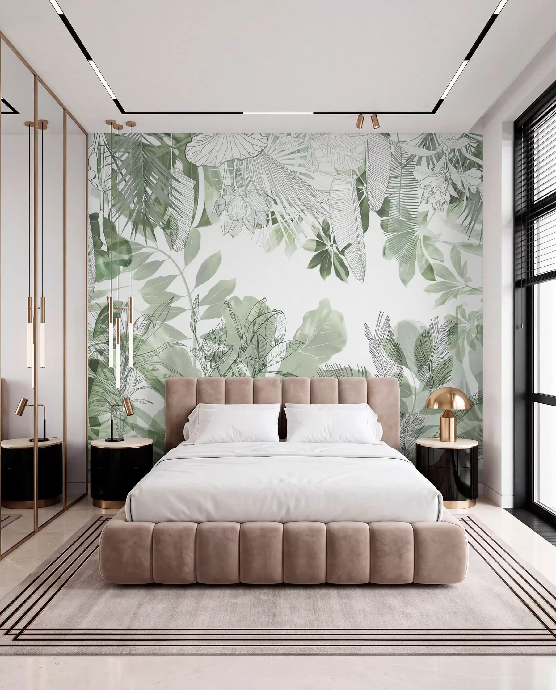 Papier peint photo Jungle au trait fin w08823