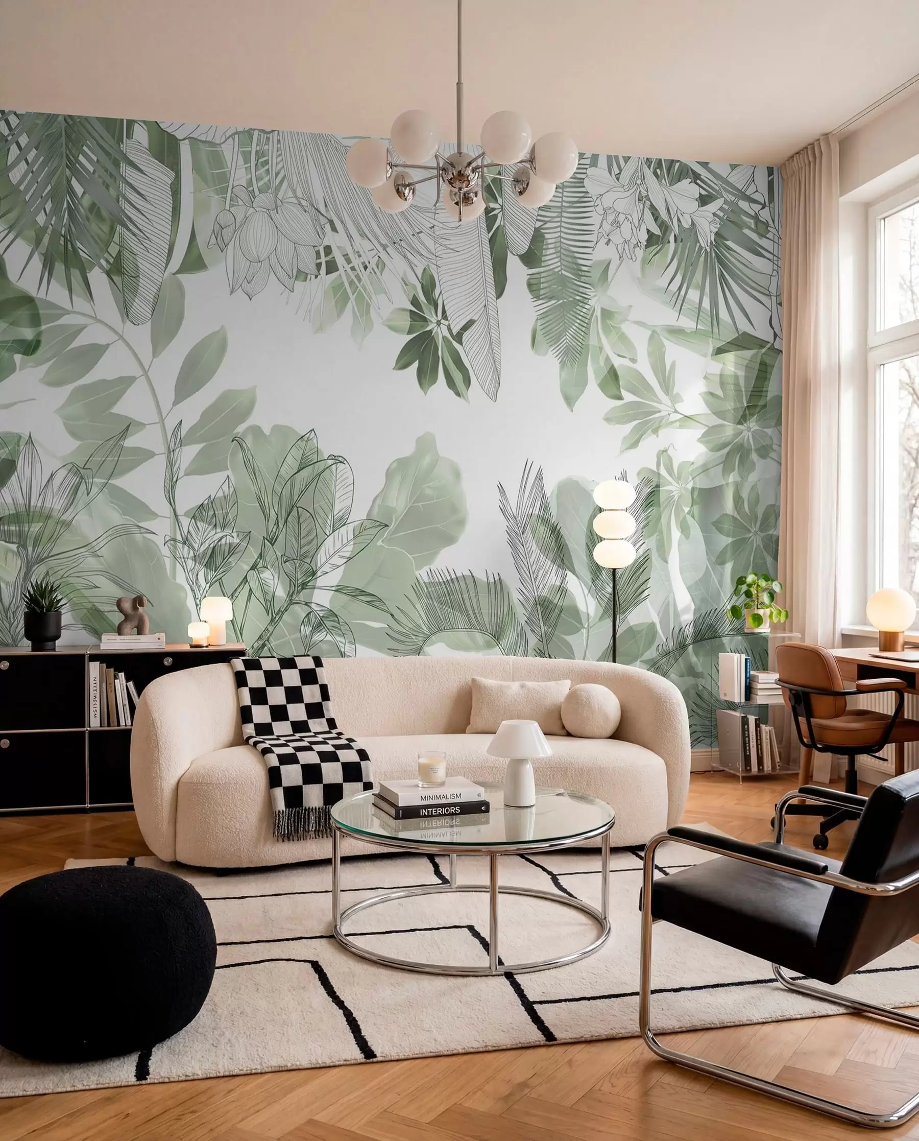 Papier peint photo Jungle au trait fin w08823