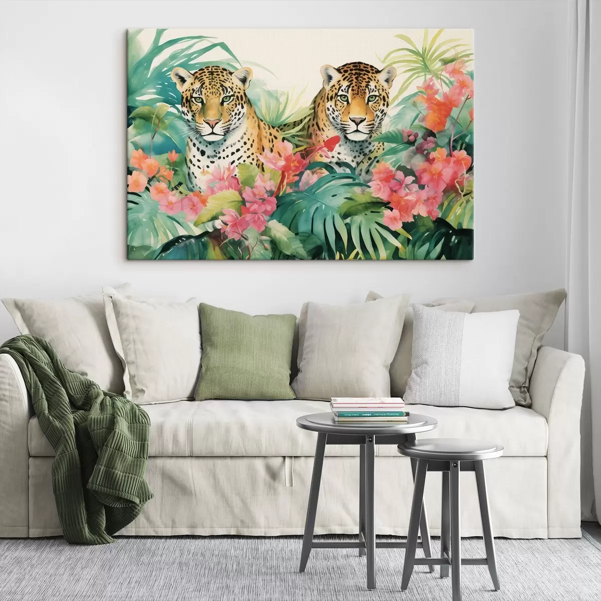  Peintures Un couple de léopards dans les fourrés tropicaux s43036