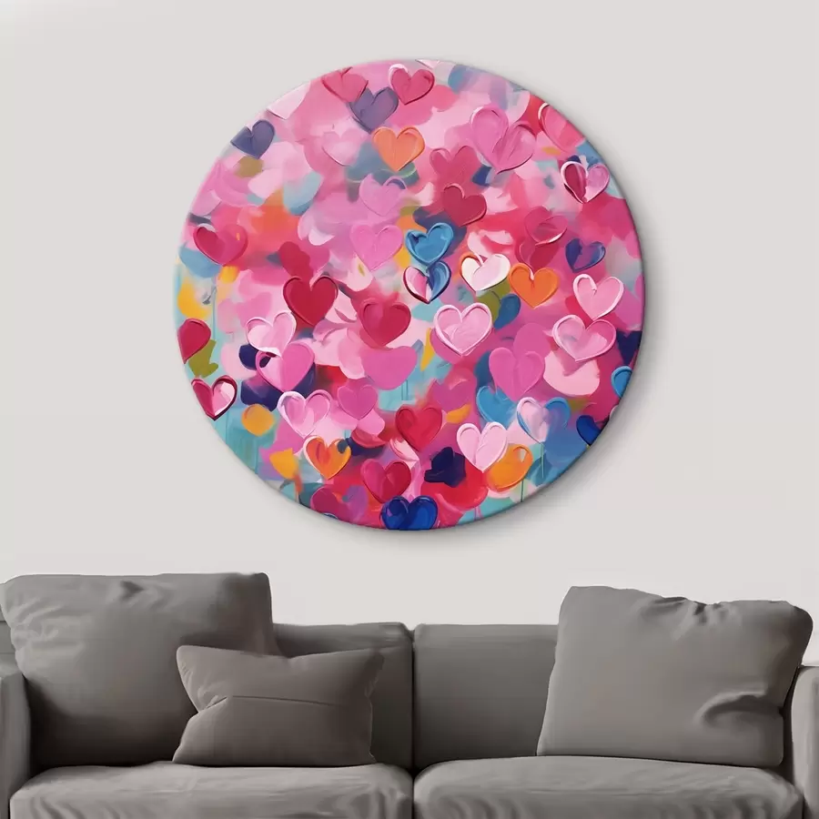  Schilderijen Kleurrijke harten, imitatie van verf r43033