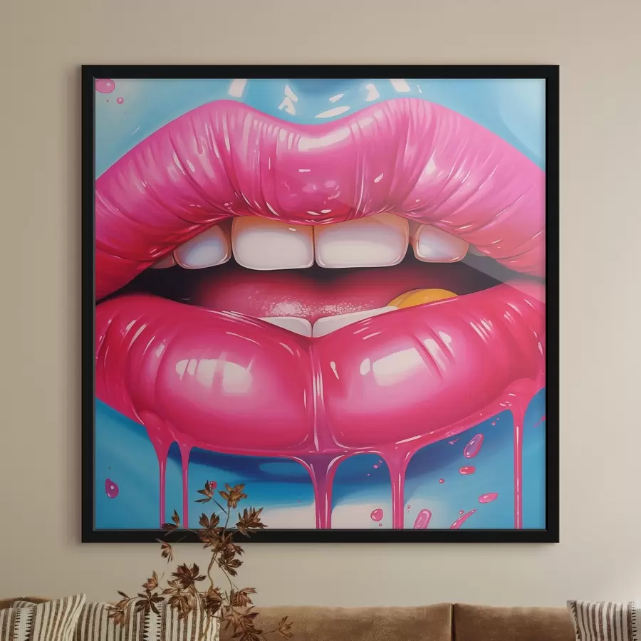 Fotobehang Weelderige roze lippen f43035