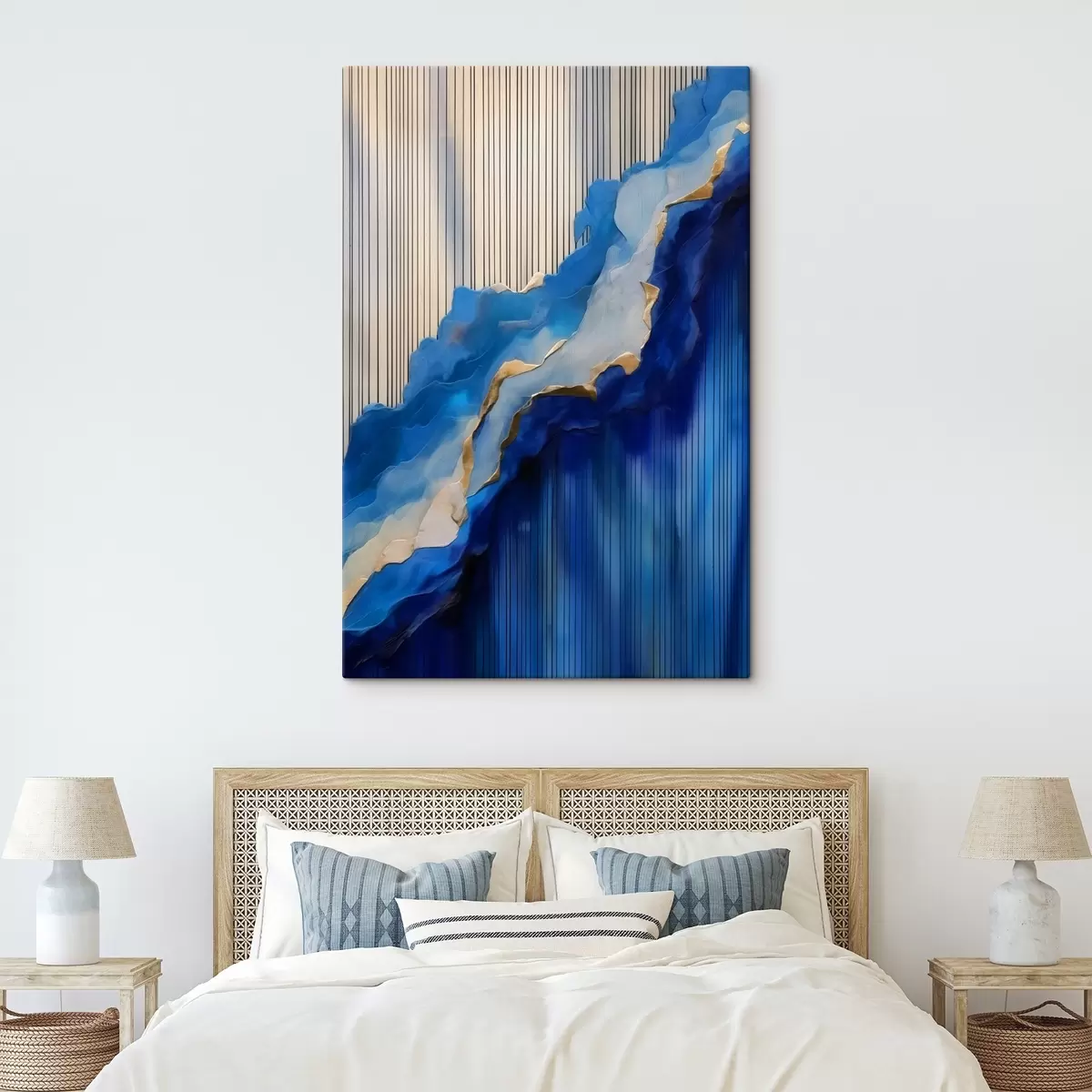  Schilderijen Abstracte blauwe texturen met lijnen op de achtergrond s43002