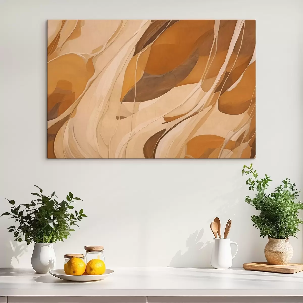  Peintures Lignes abstraites et lisses dans les tons de brun s43006