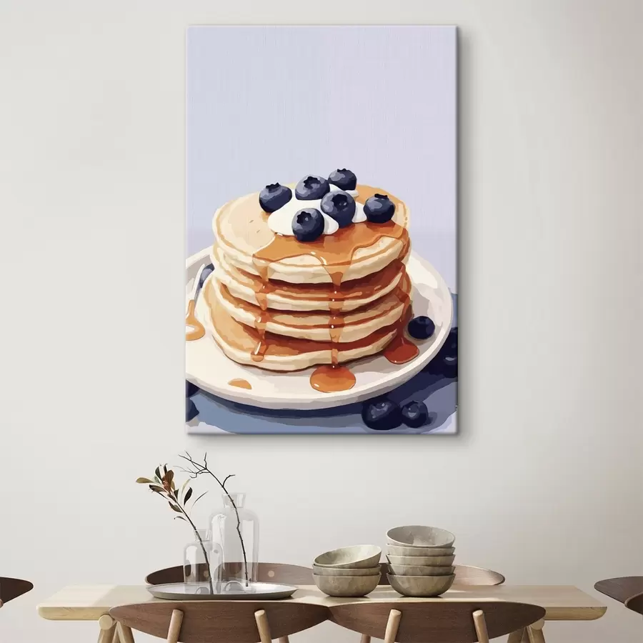  Peintures Crêpes avec sirop et myrtilles sur une assiette s43009