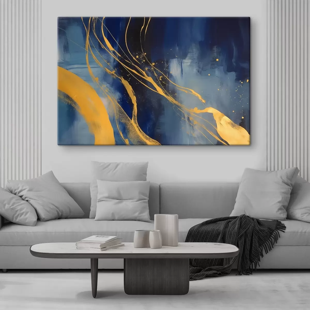  Peintures Abstraction dans les tons bleus et jaunes s43014