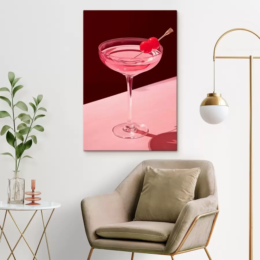  Peintures Verre à cocktail avec une cerise s43016