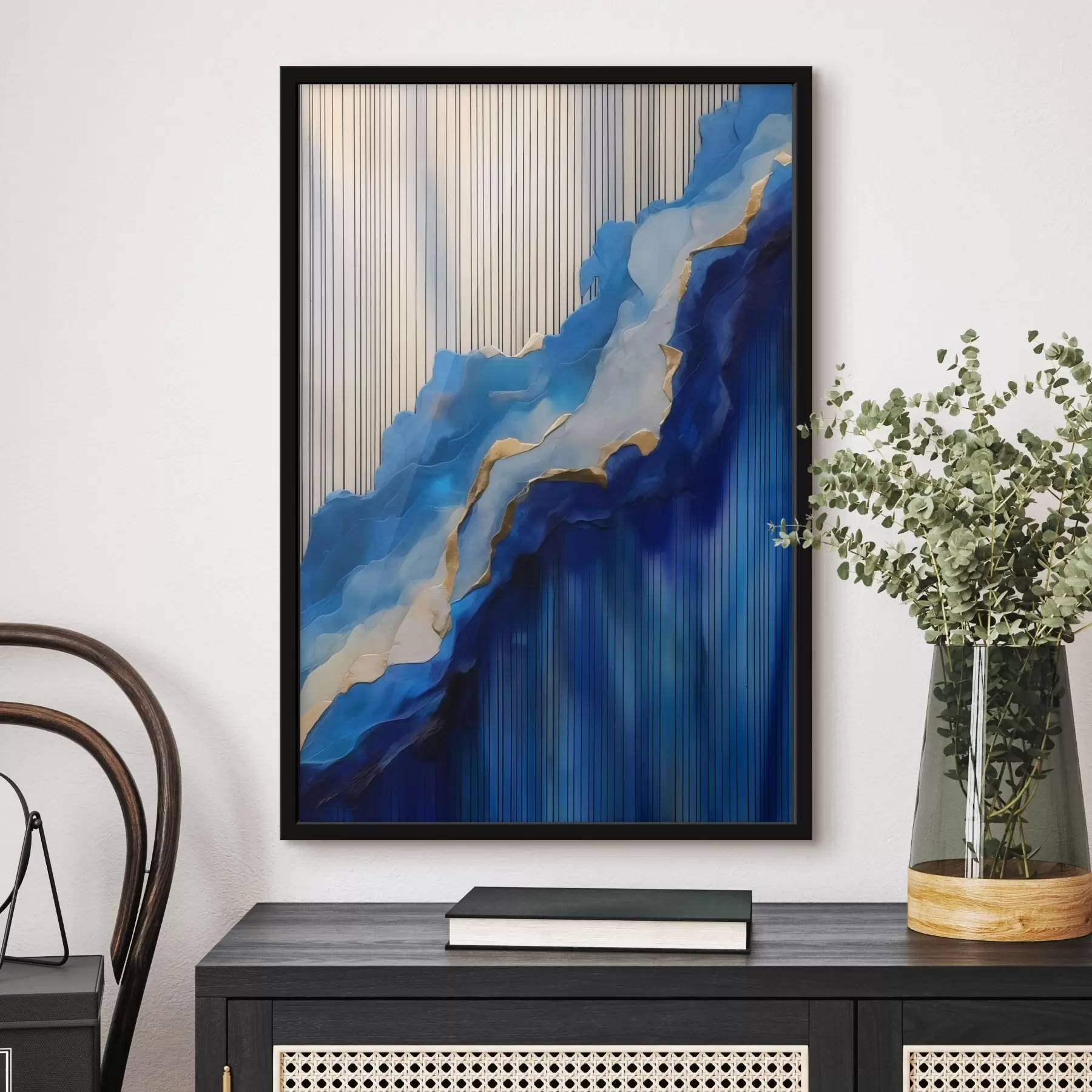 Fotobehang Abstracte blauwe texturen met lijnen op de achtergrond f43002