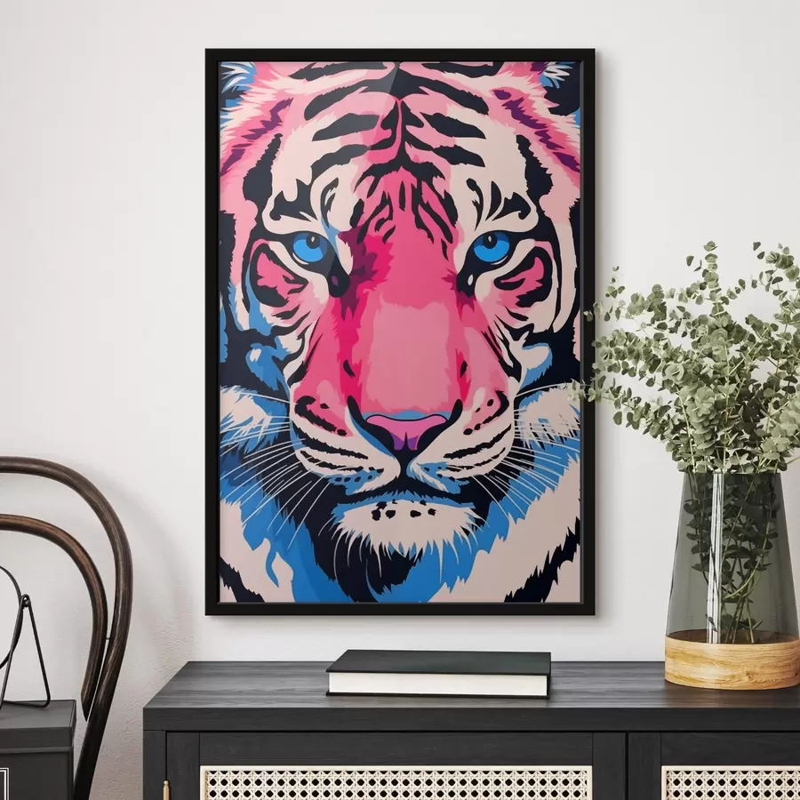 Papier peint photo Portrait stylisé d'un tigre aux couleurs vives f43007
