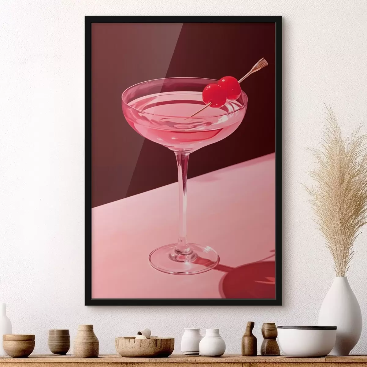 Affiche Verre à cocktail avec une cerise f43016