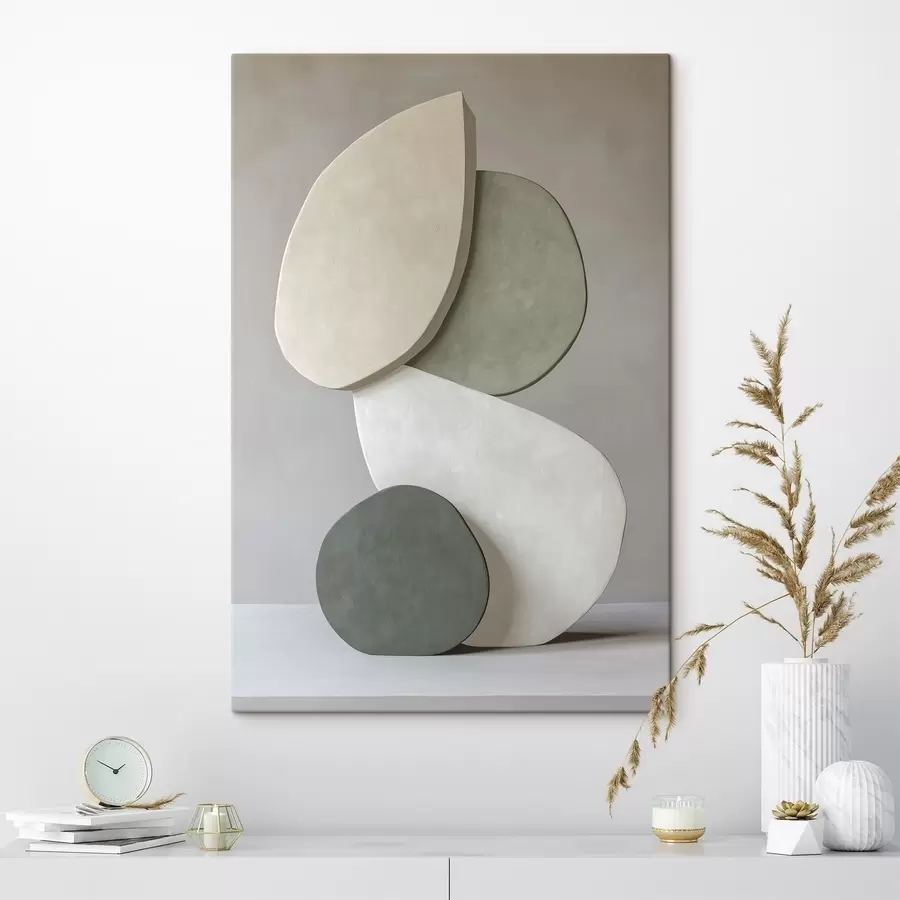  Schilderijen Compositie met stenen, realisme, pastelkleuren, natuurlijke verlichting s43050