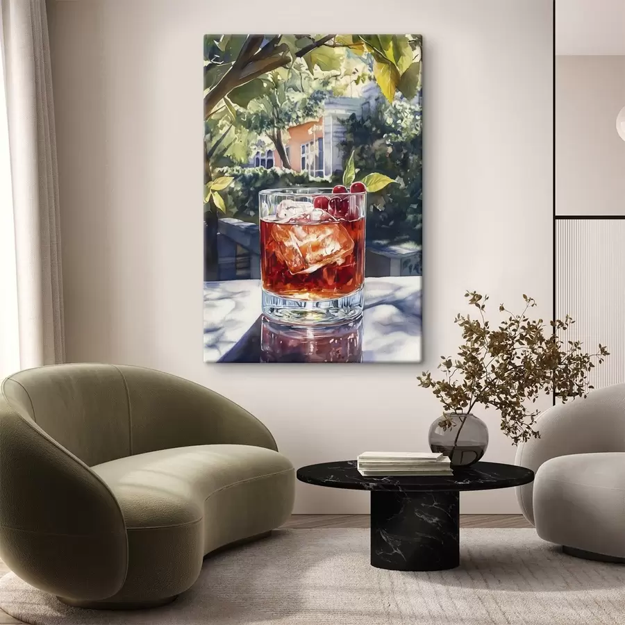  Peintures Cocktail avec baies, style aquarelle, ville esthétique, nature estivale s43059