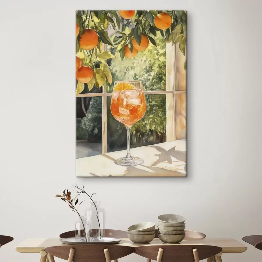  Schilderijen Heerlijke cocktail met sinaasappels, rustieke stijl, aquarel, natuur s43060