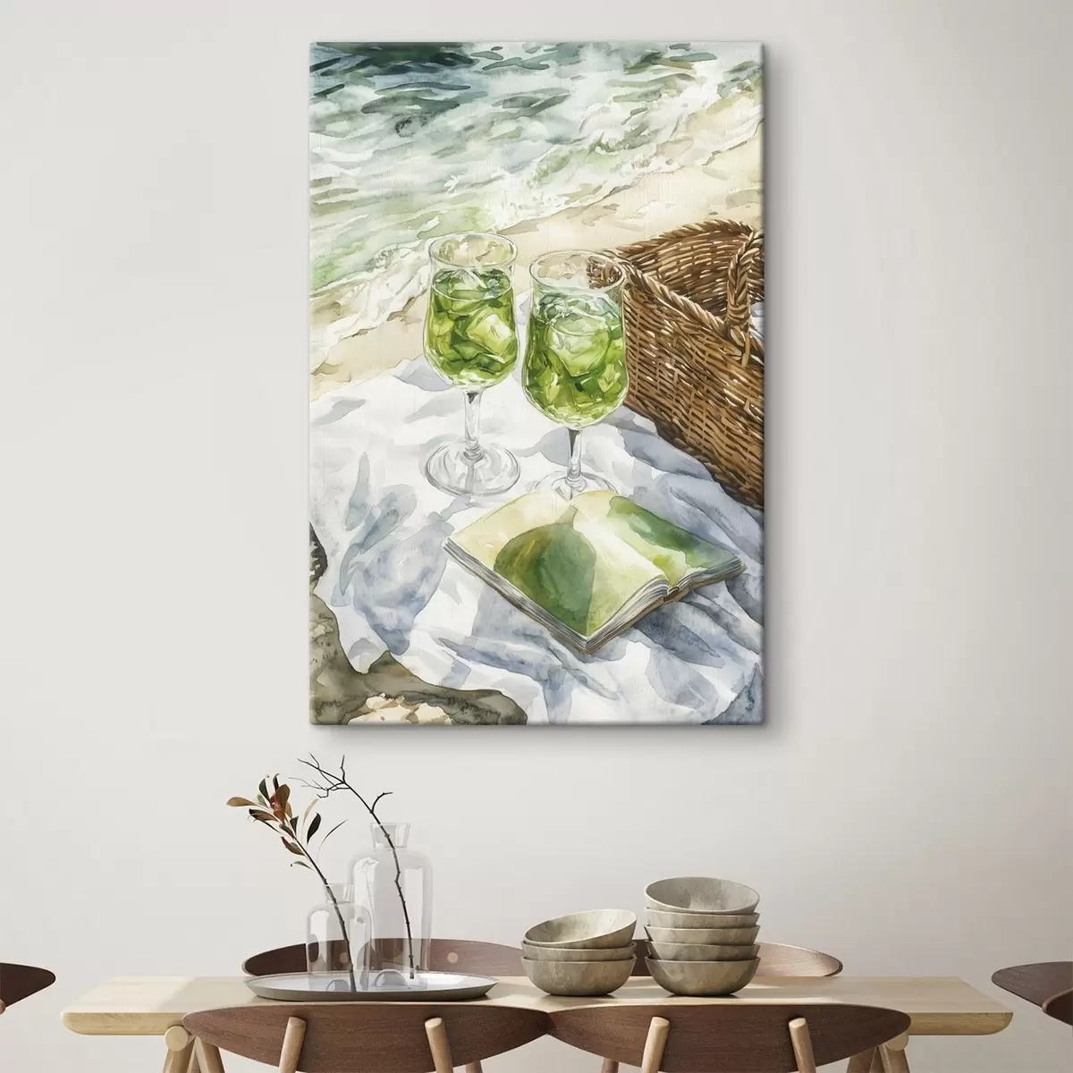  Peintures Cocktails sur la plage, dessin à l'aquarelle, océan, été s43067