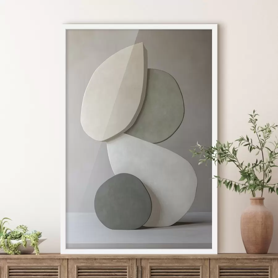 Fotobehang Compositie met stenen, realisme, pastelkleuren, natuurlijke verlichting f43050