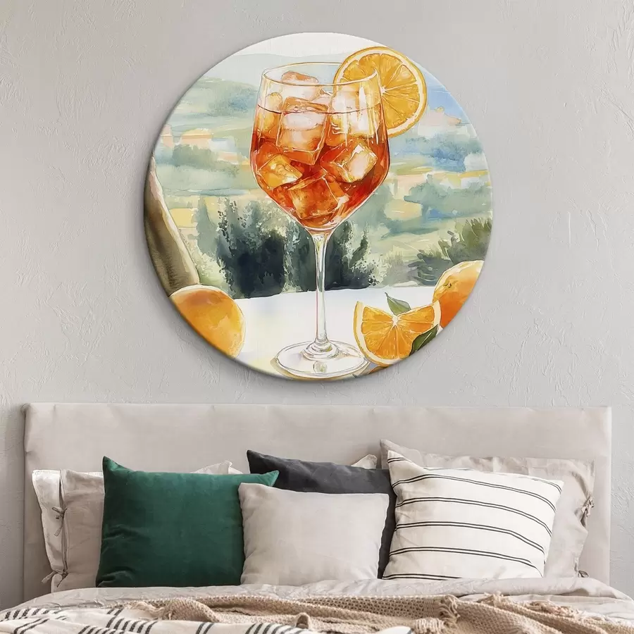  Schilderijen Zomercocktail, Aperol Spritz, sinaasappels, aquareltekening r43058