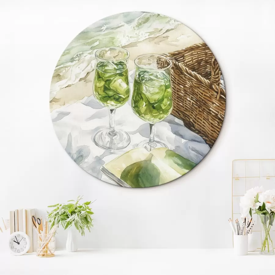  Schilderijen Cocktails op het strand, aquarel tekening, oceaan, zomer r43067