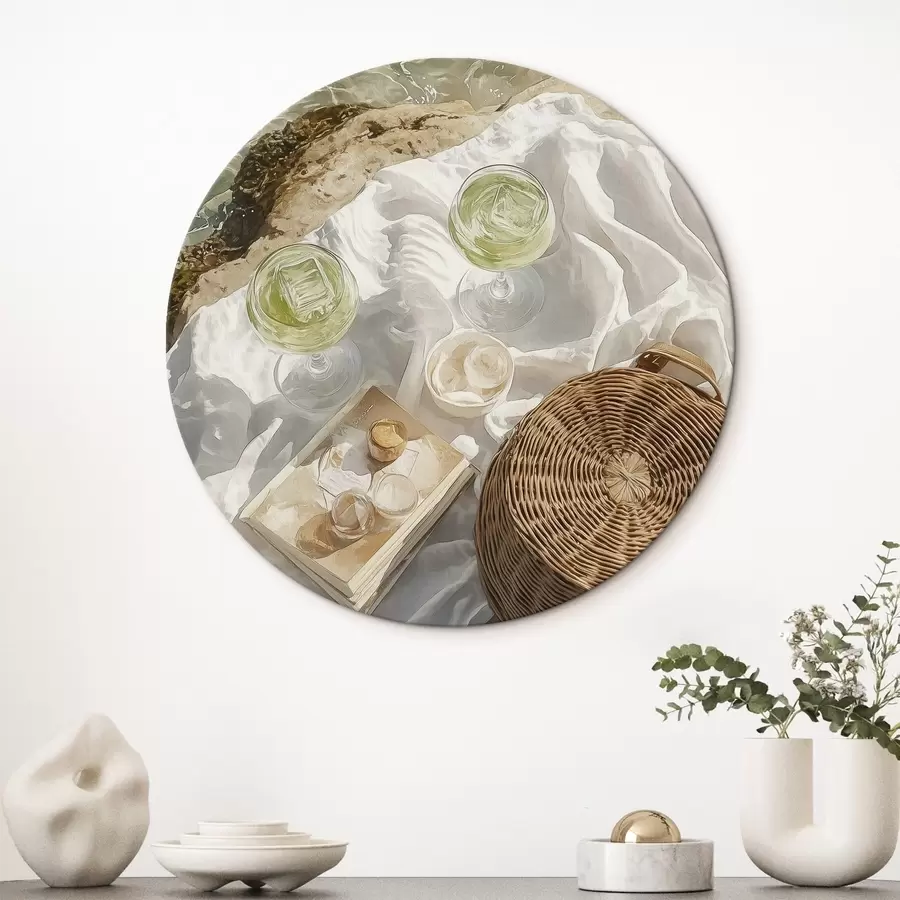  Schilderijen Zomerse esthetiek, oceaangolven, strand, cocktails, aquarelstijl r43069