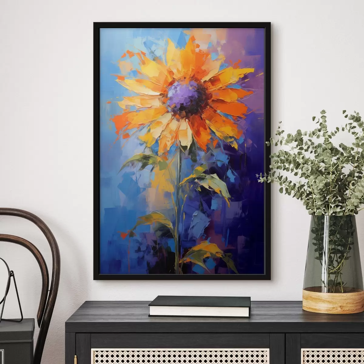 Affiche Tournesol vibrant dans un style de peinture abstraite f43133