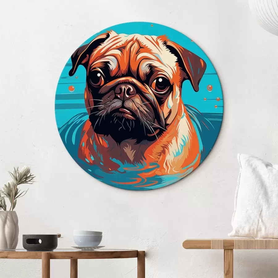  Peintures Portrait stylisé d'un carlin dans l'eau avec un regard expressif r43136