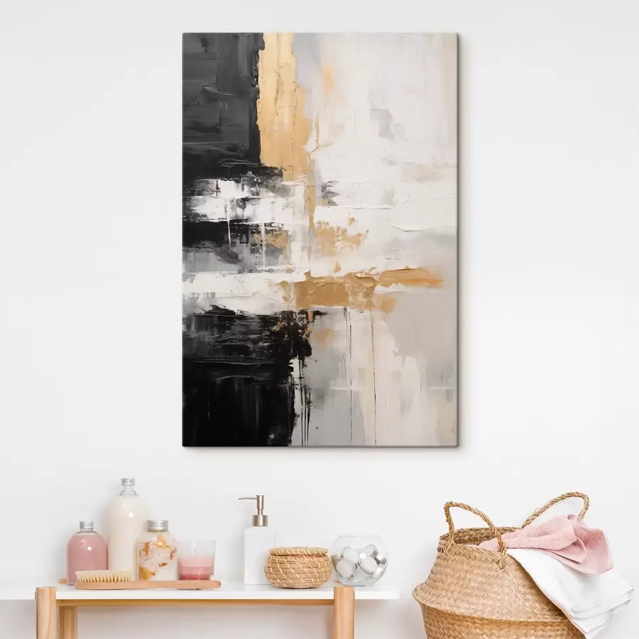  Schilderijen Abstracte compositie in zwart, wit s43138