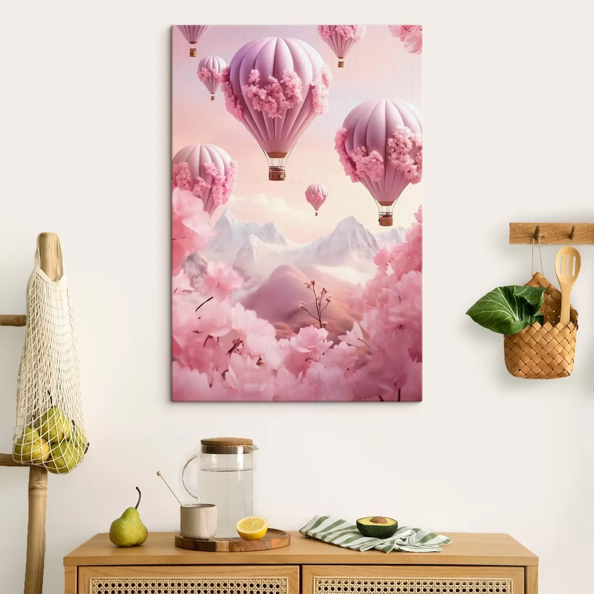  Peintures Ballons roses dans les montagnes s43121